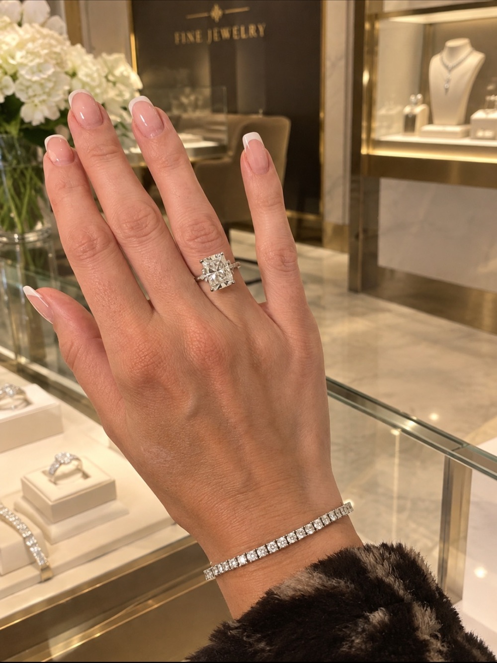 Stunning 5 carat lab cushion cut diamond ring size 5